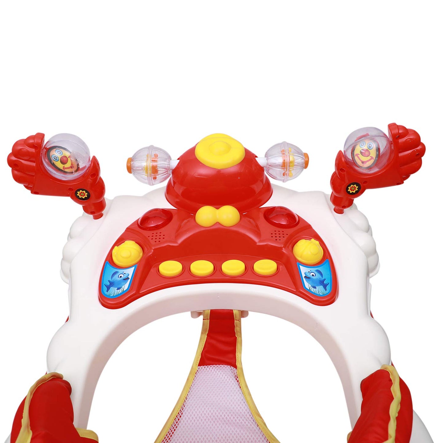 Love Baby Ultra Soft Seat Baby Activity Walker with Parental Control Handle, Adjustable Height and Musical Tray and Toys (Red) - MRGTOYS