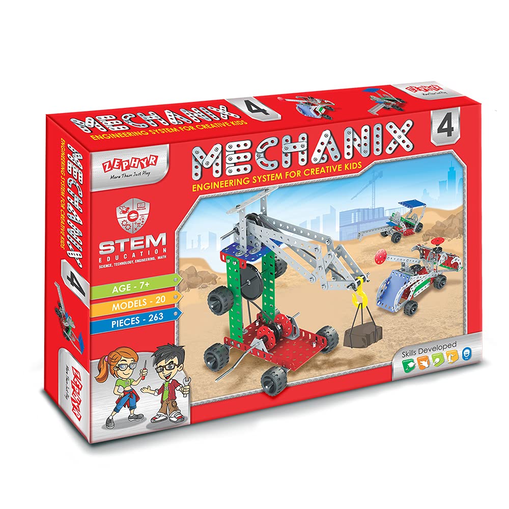 Mechanix Metal - 4 Construction Toy, Building Blocks, Educational Toys for 7+ Yrs Boys and Girls, Multicolor