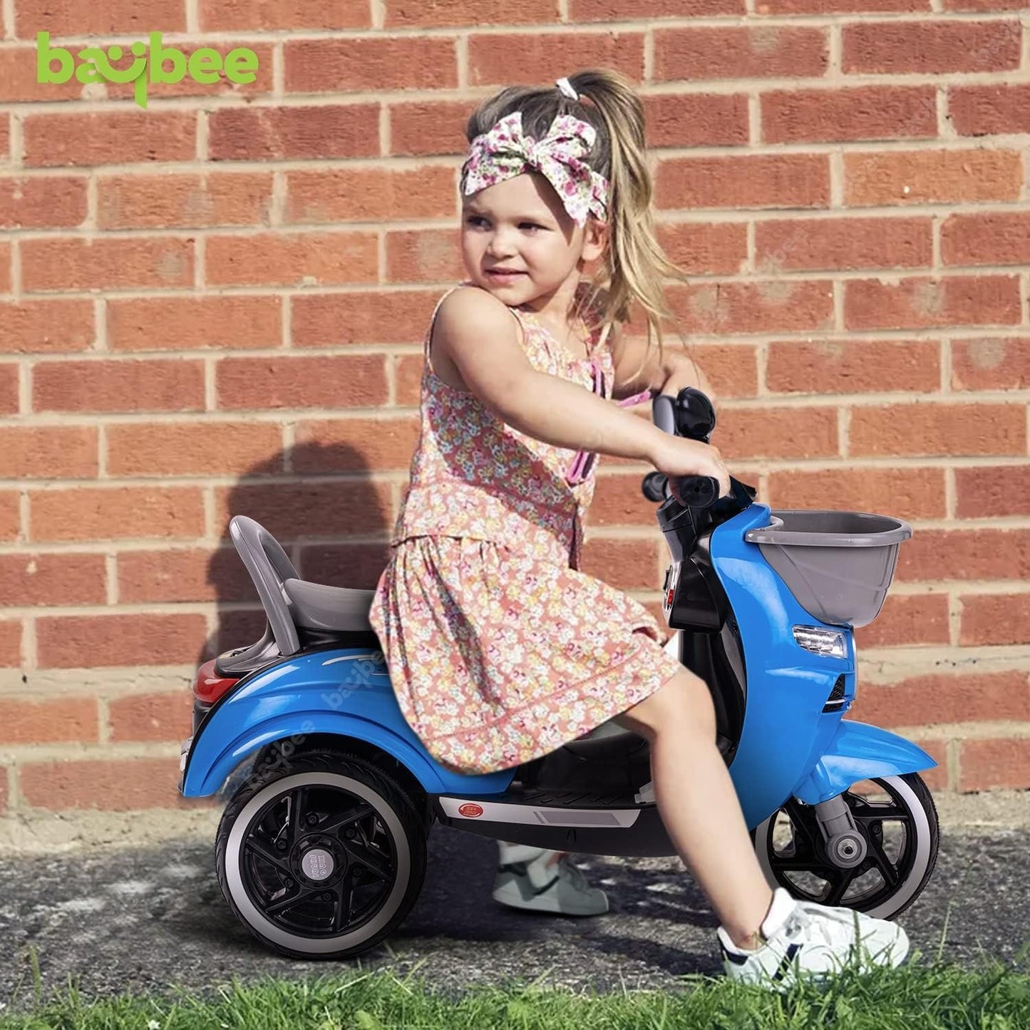 Baybee Pepto Kids Battery Operated Bike for Kids, Ride on Toy Baby Bike Scooty with Light & Music | Kids Bike Rechargeable Battery Bike | Electric Bike for Kids to Drive 1 to 3 Years Boy Girl (Blue)