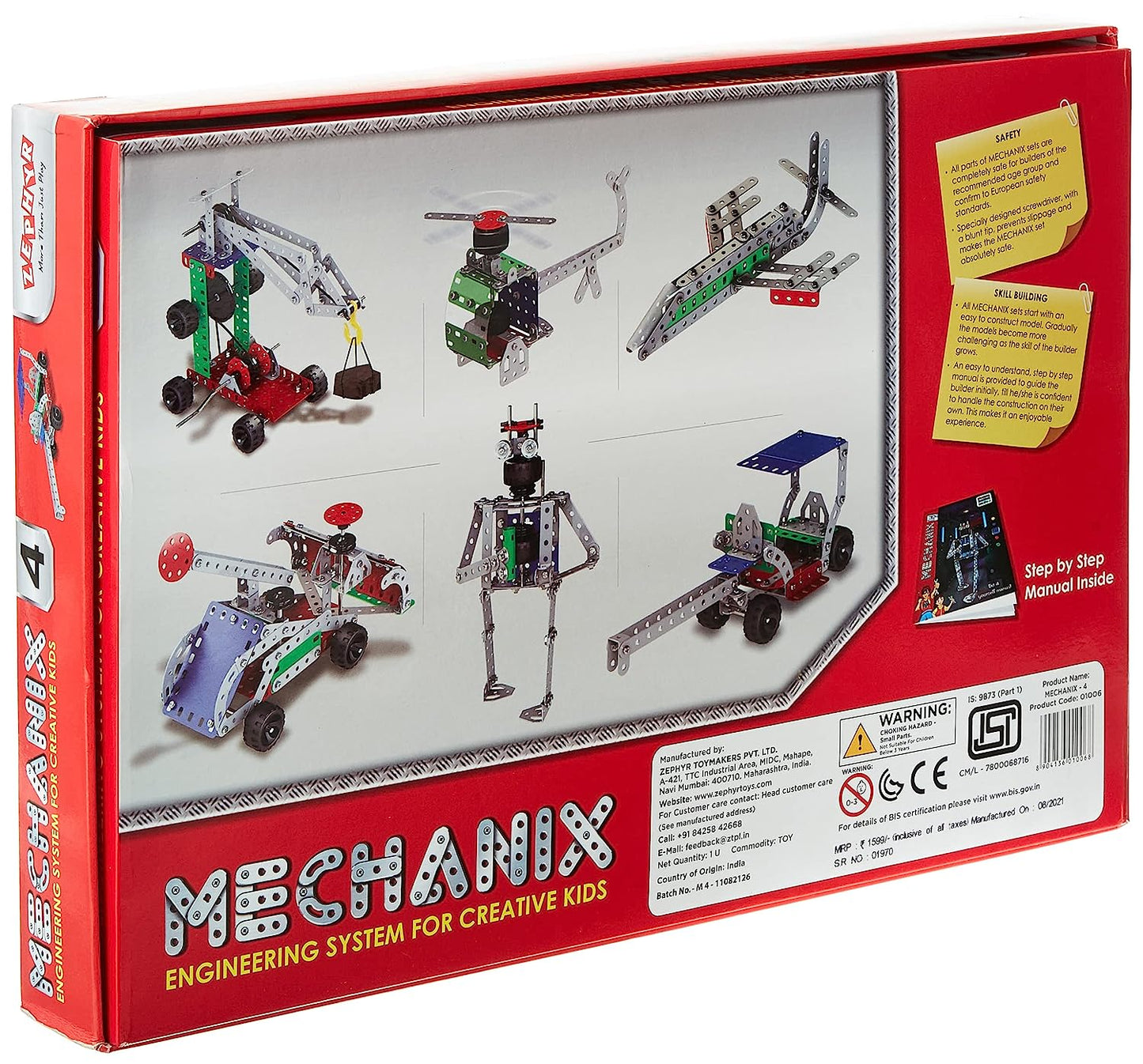 Mechanix Metal - 4 Construction Toy, Building Blocks, Educational Toys for 7+ Yrs Boys and Girls, Multicolor