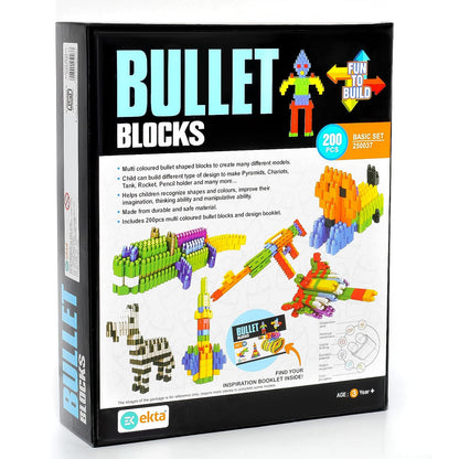 Ekta Bullet Blocks Basic Set Game, 200pcs Interlocking Blocks to Play & Learn Bullet Blocks Activity Game